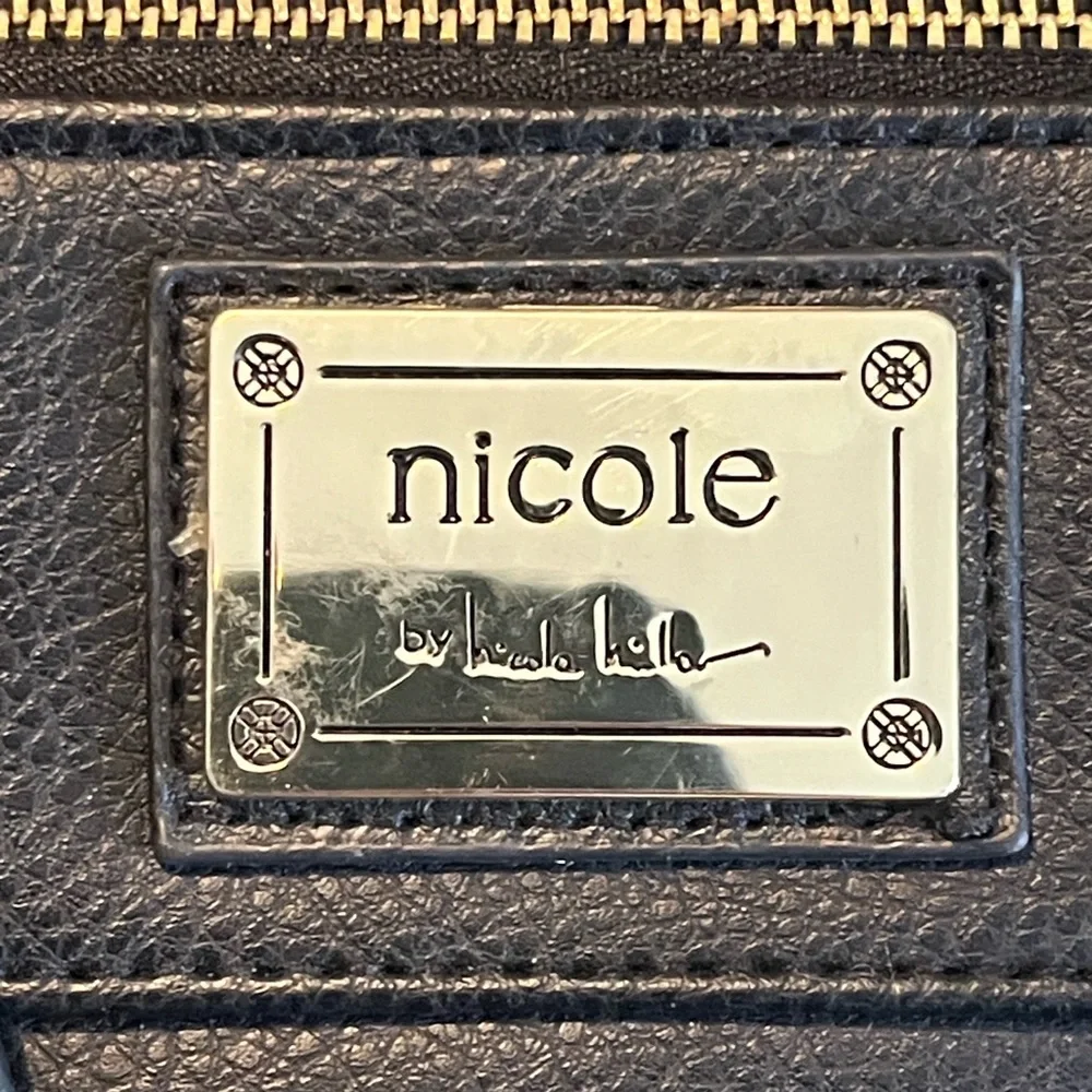 Nicole by Nicole Miller Black Leather Crossbody Bag with Strap